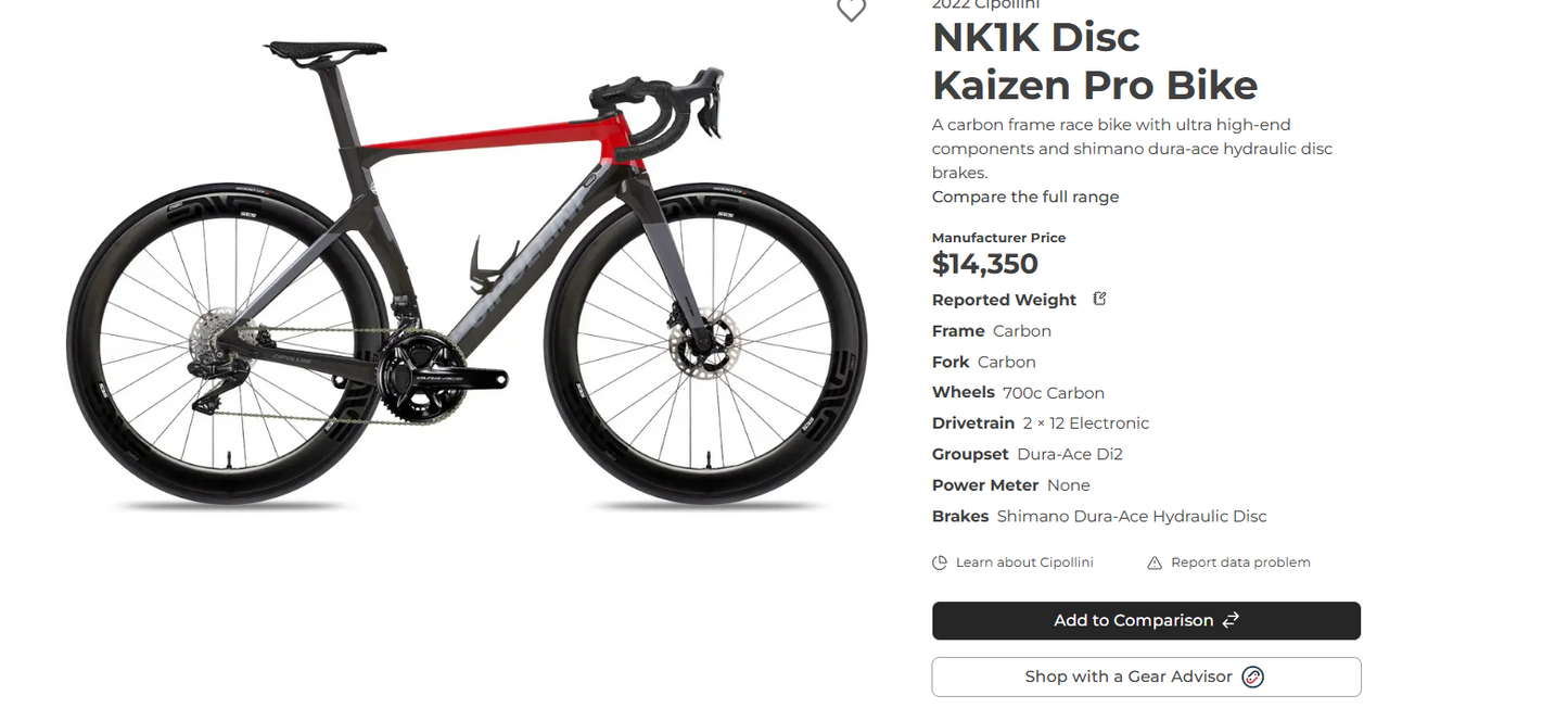 2022 Cipollini NK1K Disc (Large) Force AXS, Rolf Carbon