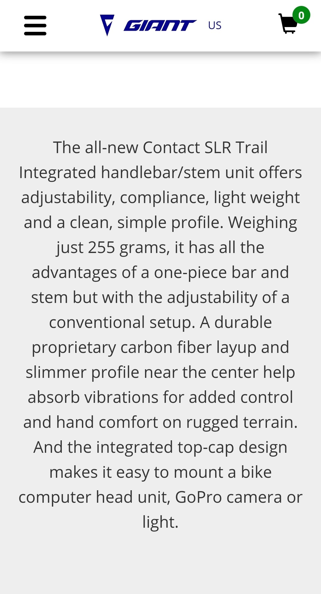 Giant Contact SLR Integrated Stem Handlebar Carbon