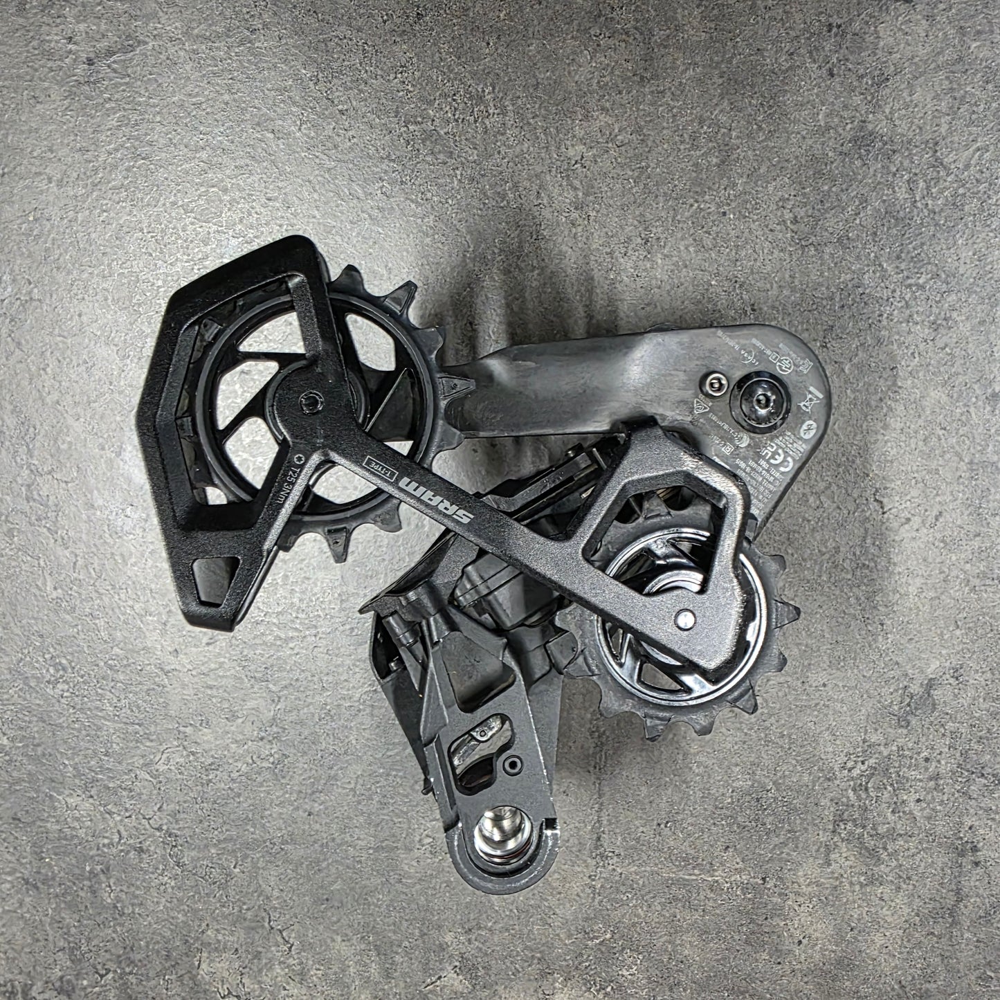 SRAM XX SL AXS T-Type 12 speed wireless rear derailleur.